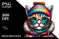 Kitten with Hat and Winter Clothes, PNG Product Image 3