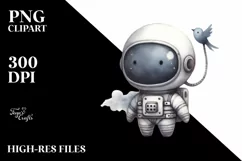 Whimsical Retro Astronaut Girl Clipart Product Image 1