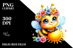 Cute Baby Bee Adorned with Spring Clothes PNG Product Image 2