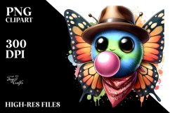 Colorful Butterfly Wearing Hat |Watercolor Image Product Image 3