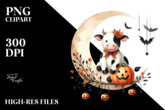 Graceful Cow with Bow and Tie PNG Product Image 2