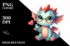 Cute Baby Dragon Showing Love Sign Clipart Product Image 1