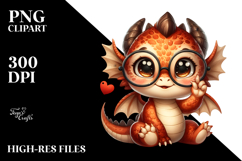 Cute Baby Dragon Showing Love Sign Clipart Product Image 2