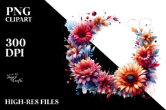Vibrant Gerbera Horizontal Frame | Sublimation Clipart Product Image 2