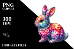 Colorful Bunny Made of Diamonds PNG Product Image 2