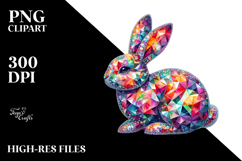Colorful Bunny Made of Diamonds PNG Product Image 2