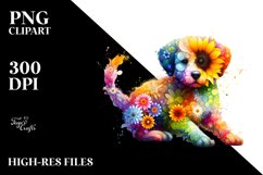 splashes,puppy made of flowers PNG Product Image 1