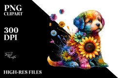splashes,puppy made of flowers PNG Product Image 3