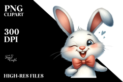 Goofy Cartoon Bunny with Bow Tie PNG Product Image 2