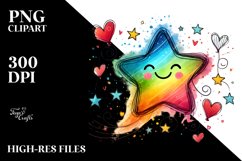 Smiling Star with Hearts, PNG Product Image 2