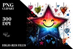 Smiling Star with Hearts, PNG Product Image 2