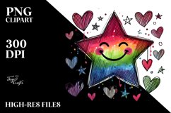 Smiling Star with Hearts, PNG Product Image 2