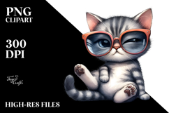 Cute Cat with Sunglasses, PNG Product Image 2
