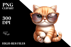 Cute Cat with Oversized Sunglasses PNG Product Image 2