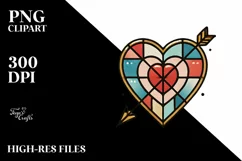 Retro Stained Heart with Arrow PNG Product Image 2