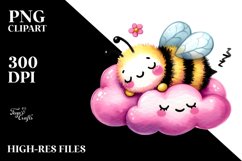 Smiling Baby Bee Adorned with Smiling Cloud PNG Product Image 2