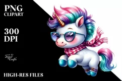 Cute Baby Unicorn Jumping PNG Product Image 1