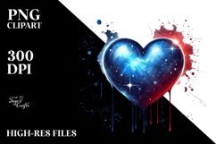 Red Glossy Heart on Splashy Background PNG Product Image 2