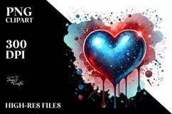 Glossy Red Heart on Splashy Background PNG Product Image 2