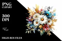 Colorful Bouquet with Daisy, GOLD FOIL Splash Product Image 3