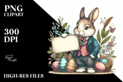 Retro Easter Bunny Clipart |T-shirt, Mug, Tumbler Product Image 7