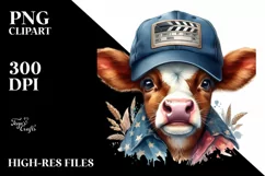 Colorful Baby Cow Director Cap PNG Product Image 1