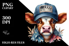 Colorful Baby Cow Director Cap PNG Product Image 2