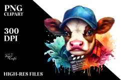 Colorful Baby Cow Director Cap PNG Product Image 2