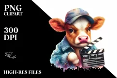 Colorful Baby Cow Director Cap PNG Product Image 3