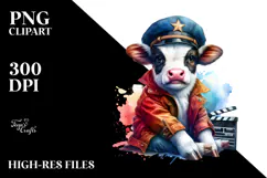 Colorful Cow with Director's Cap PNG Product Image 2