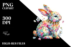 Colorful Pastel Bunny Made of Diamonds PNG Product Image 2