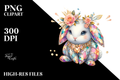Colorful Pastel Bunny Made of Diamonds PNG Product Image 2