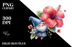 Cute Gnome Holding Hibiscus | Sublimation | Clipart Product Image 3