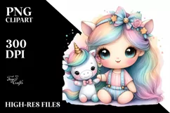 Colorful Baby Unicorn Puppet PNG Product Image 3