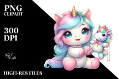 Colorful Baby Unicorn Puppet PNG Product Image 2
