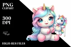 Colorful Baby Unicorn Puppet PNG Product Image 3