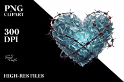 Digital Painting Heart with Barbwire, Effect PNG Product Image 2