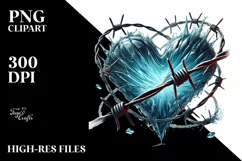 Digital Painting Heart Made of Material with Barbwire PNG Product Image 2
