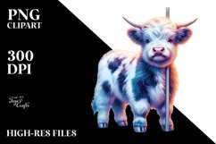 Colorful Baby Highland Cow Pole PNG Product Image 3