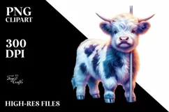 Colorful Baby Highland Cow Pole PNG Product Image 3