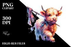 Colorful Baby Highland Cow Pole PNG Product Image 1