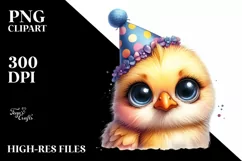 Cute Baby Chicken with Party Hat, PNG Product Image 3