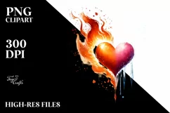 Washed Fire and Ice Heart Digital Painting Product Image 2
