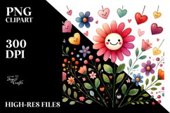 Smiling Flower with Hearts, PNG Product Image 2