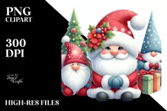 Cute Christmas Gnomes with Santa PNG Product Image 3