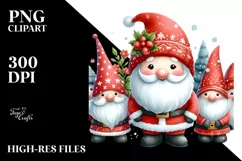 Cute Christmas Gnomes with Santa PNG Product Image 3