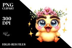 Cute Duck with Flower Crown PNG Product Image 2