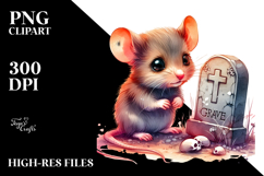 Vibrant Baby Mouse with Grave | Sublimation Clipart Product Image 2