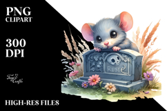 Vibrant Baby Mouse with Grave | Sublimation Clipart Product Image 2