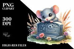 Vibrant Baby Mouse with Grave | Sublimation Clipart Product Image 3